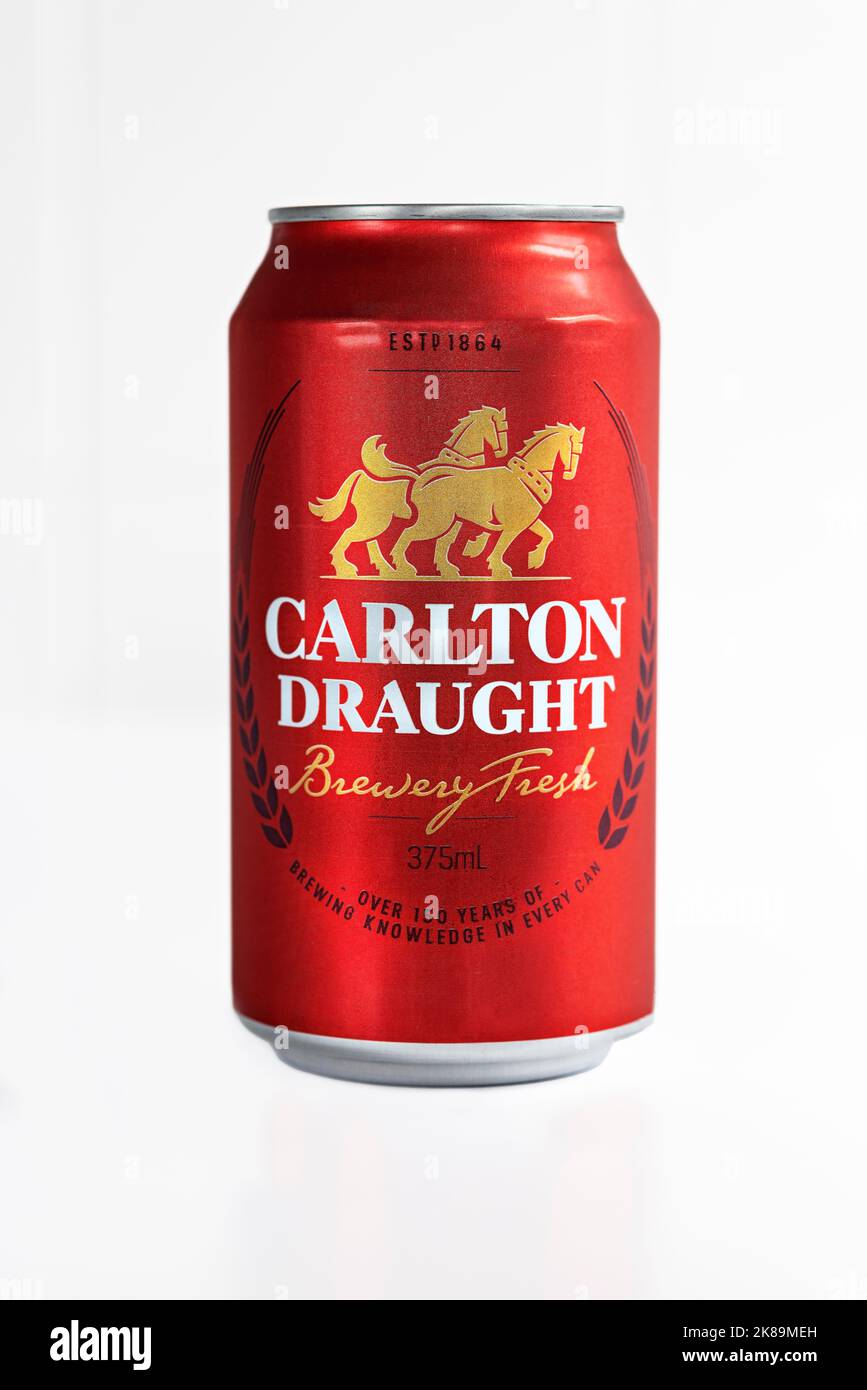 Food Beverage / A can of Carlton Draught Beer, a popular Australian beer brewed in Victoria