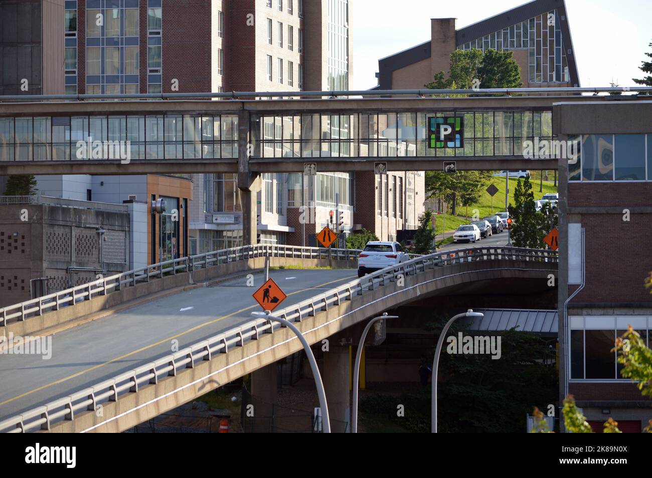 A highway ramp of the Cogswell Interchange in downtown Halifax, Nova Scotia, Canada prior to