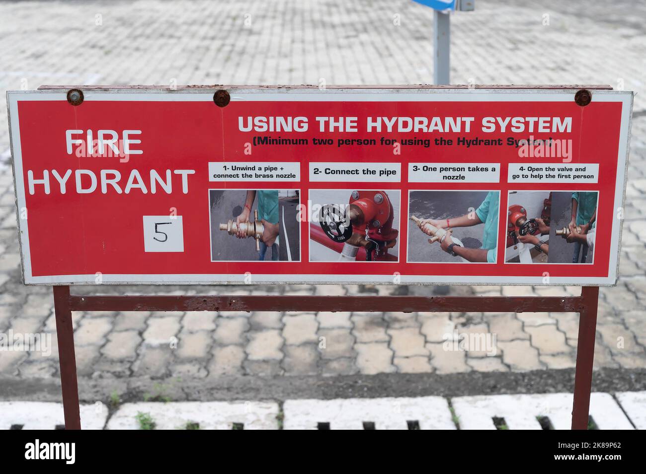 Signs and symbols of fire hydrant system at Decathlon, Uluberia, Howrah