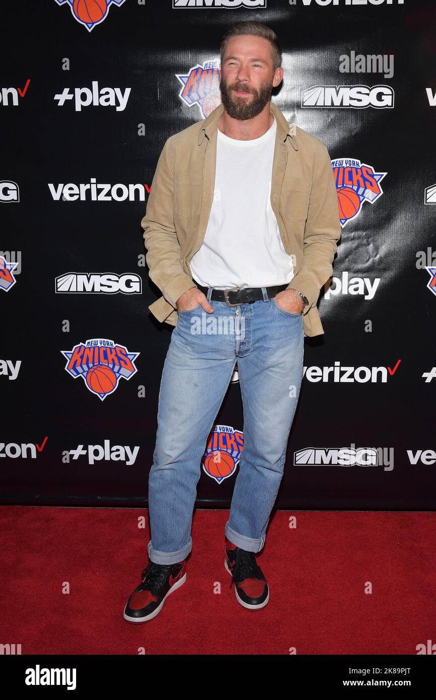 New York, USA. 21st Oct, 2022. Julian Edelman walks the red carpet for