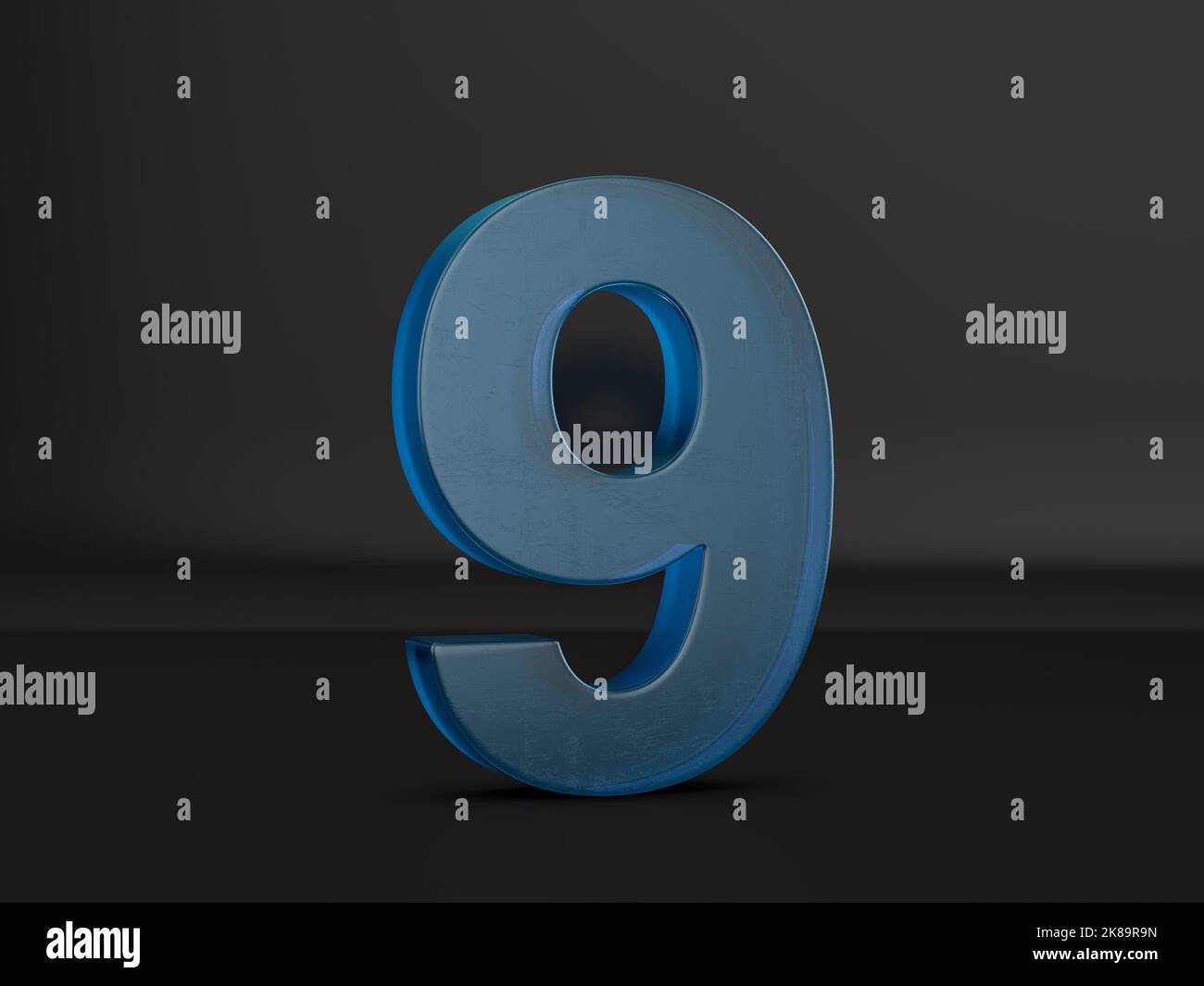 Glass number Nine on a black background. 3d illustration Stock Photo ...