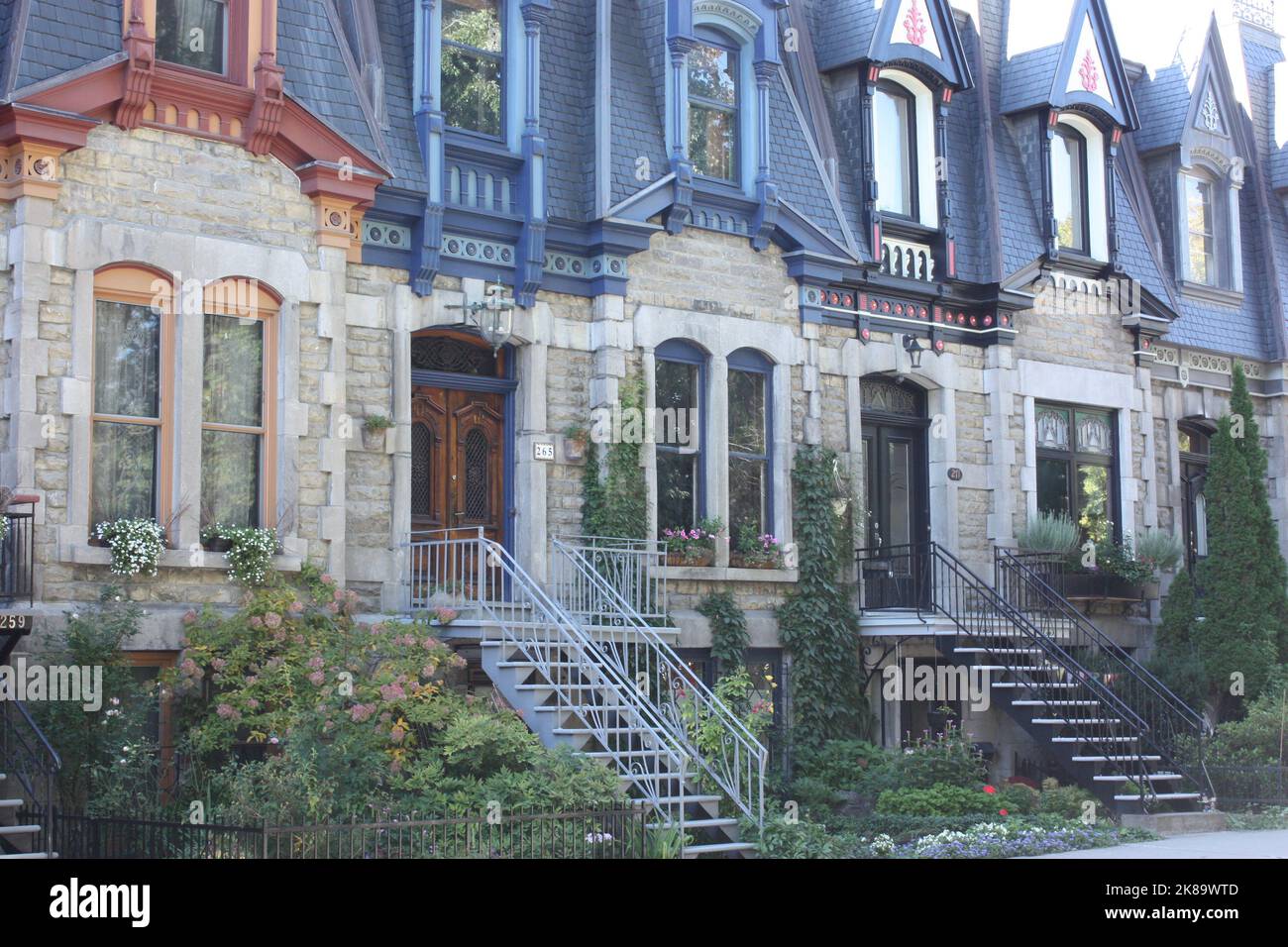 Houses and the steps leading to their front doors on Laval Street in