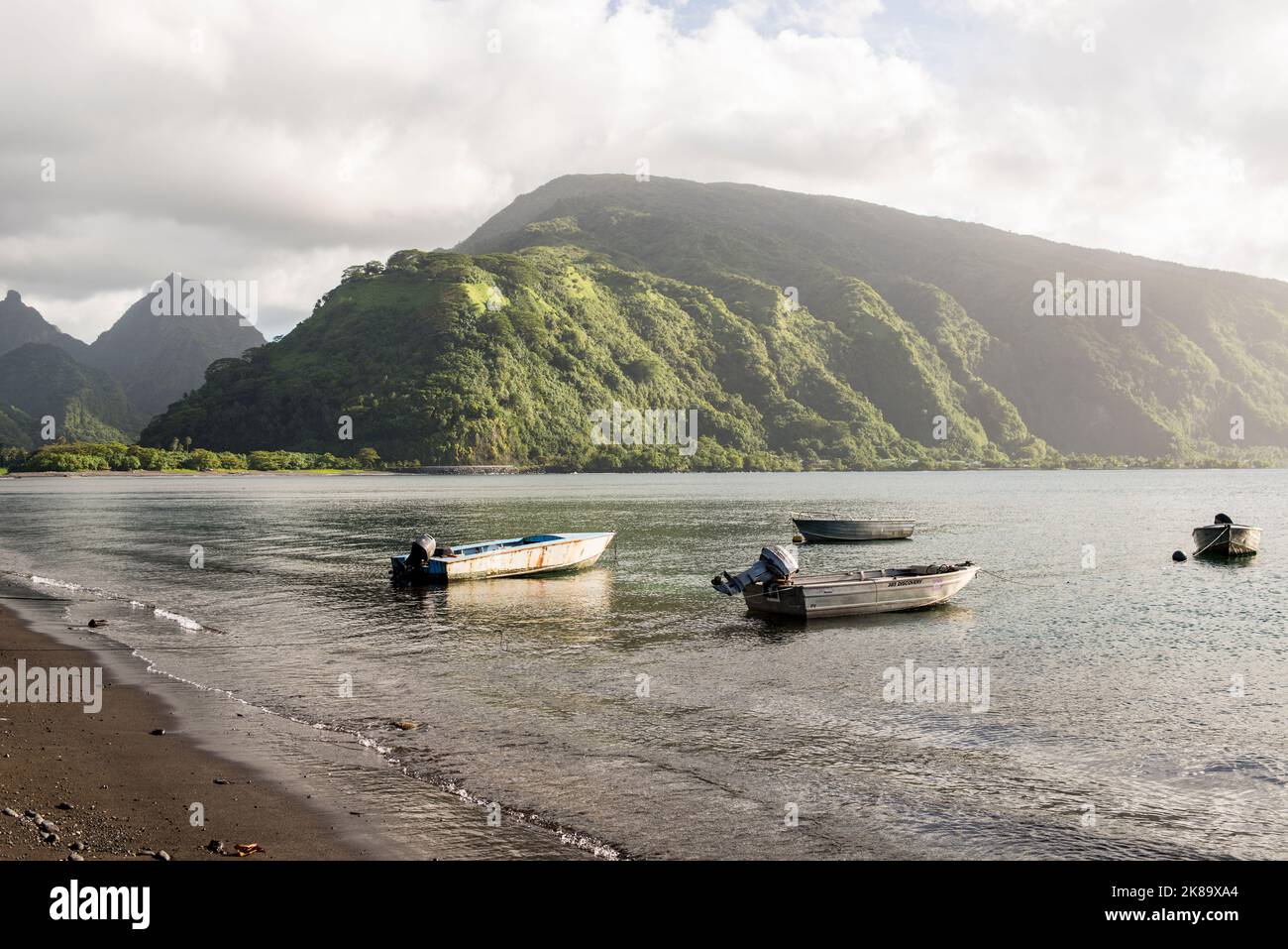 Fishing boats, French Polynesia Stock Photo Alamy