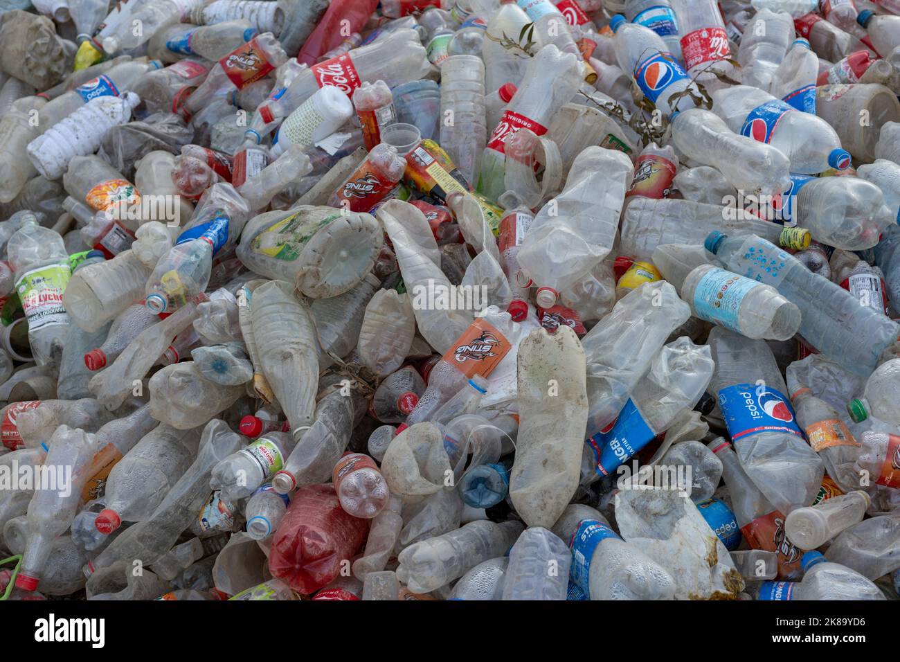Used plastic bottles scrape closeup view Stock Photo - Alamy