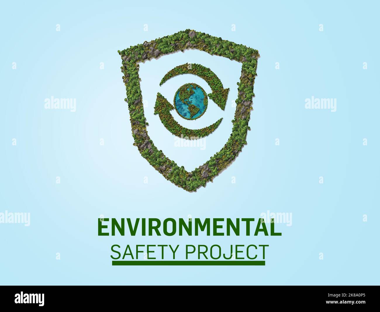 3D green safety symbol. Save Earth concept. World Environment day or Earth Day. Parris