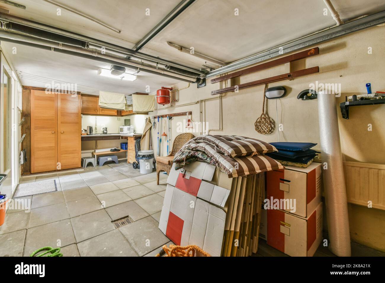 Storage spacious room of an apartment building. Room with engineering