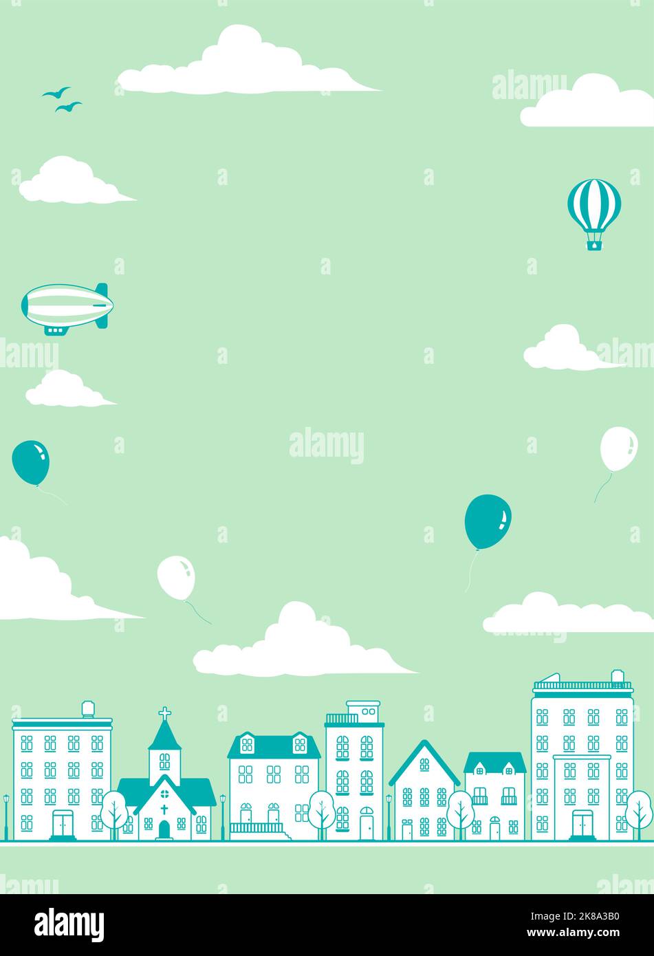 Modern cityscape, town street vector banner illustration ( text space ) Stock Vector