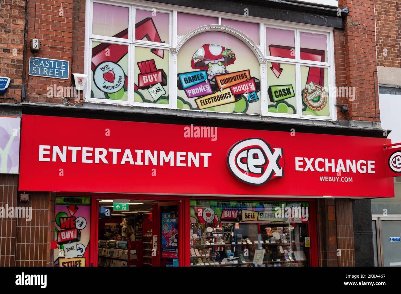 Shrewsbury, UK-  July 14, 2022: CEX entertainment exchange store in Shrewsbury, England. Stock Photo