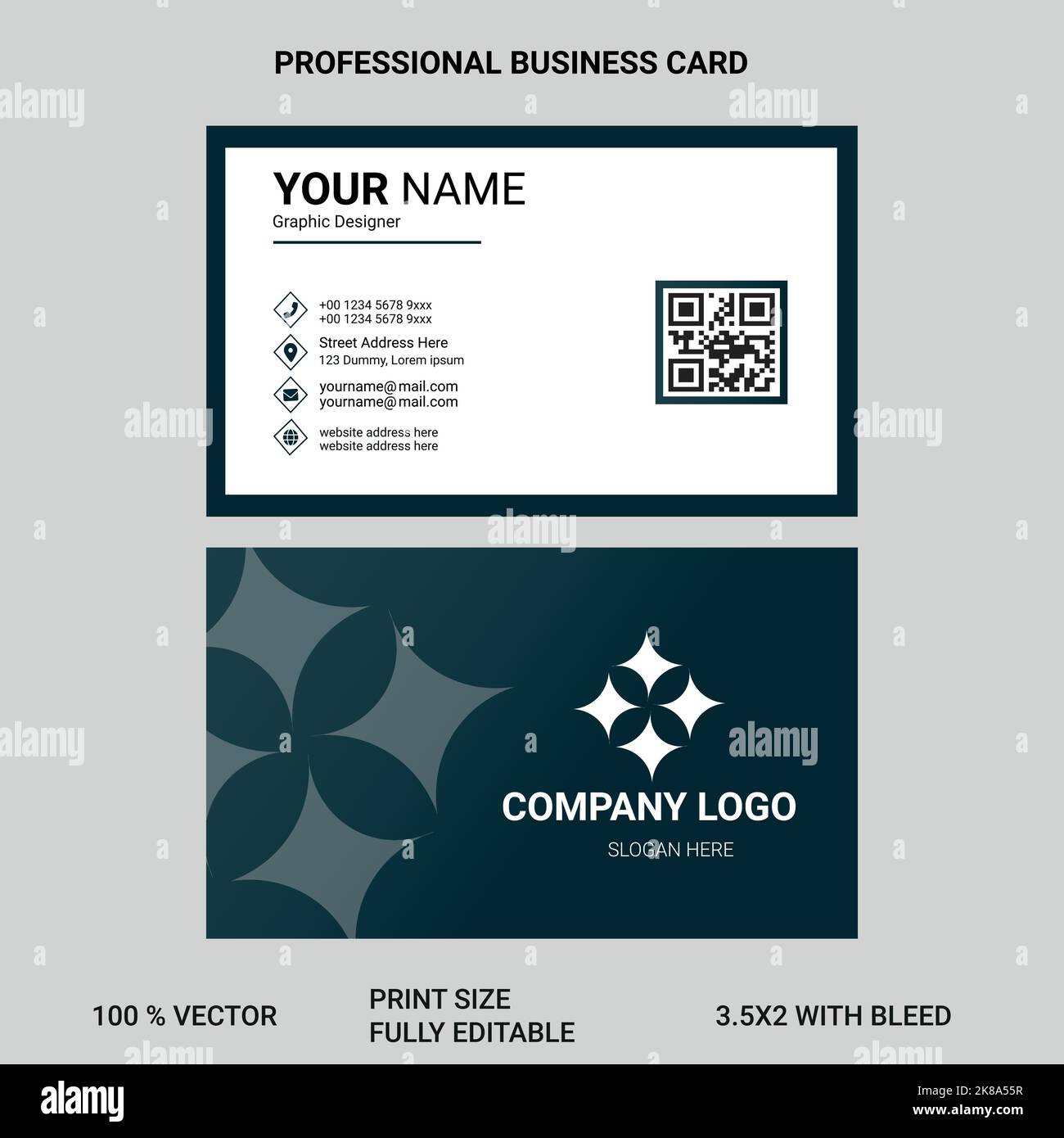 Professional business card with eye catching professional color for