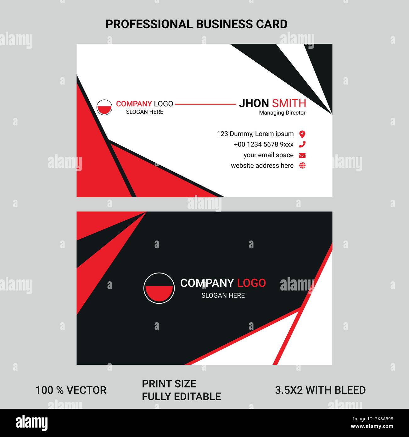 Professional business card with eye catching professional color for your business, company and personal usages Stock Vector