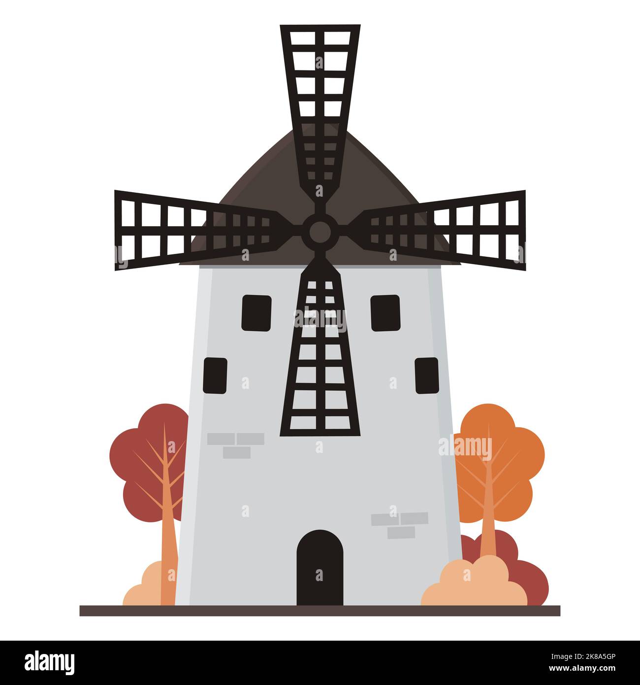 Windmill in cartoon style, vector isolated illustration on a white background Stock Vector