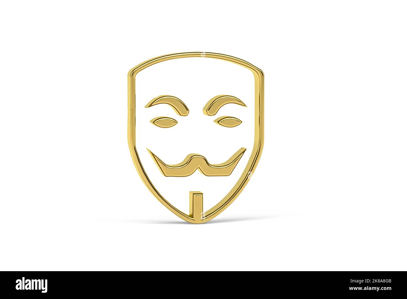 Golden 3d mask icon isolated on white background - 3d render Stock ...