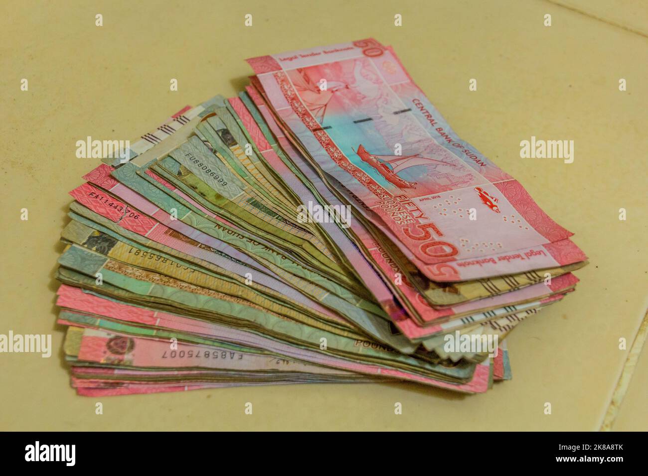 View of Sudanese Pound banknotes Stock Photo