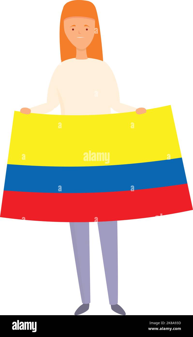 Kid with colombia flag icon cartoon vector. World child. Cute girl Stock Vector