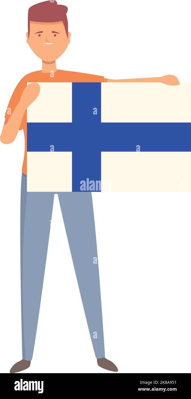 Boy with Finland flag icon cartoon vector. Cute kid. World boy Stock Vector
