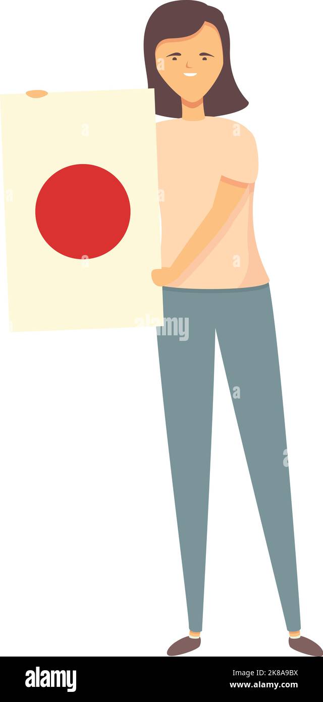 Girl with Japan flag icon cartoon vector. World kid. Cute girl Stock Vector