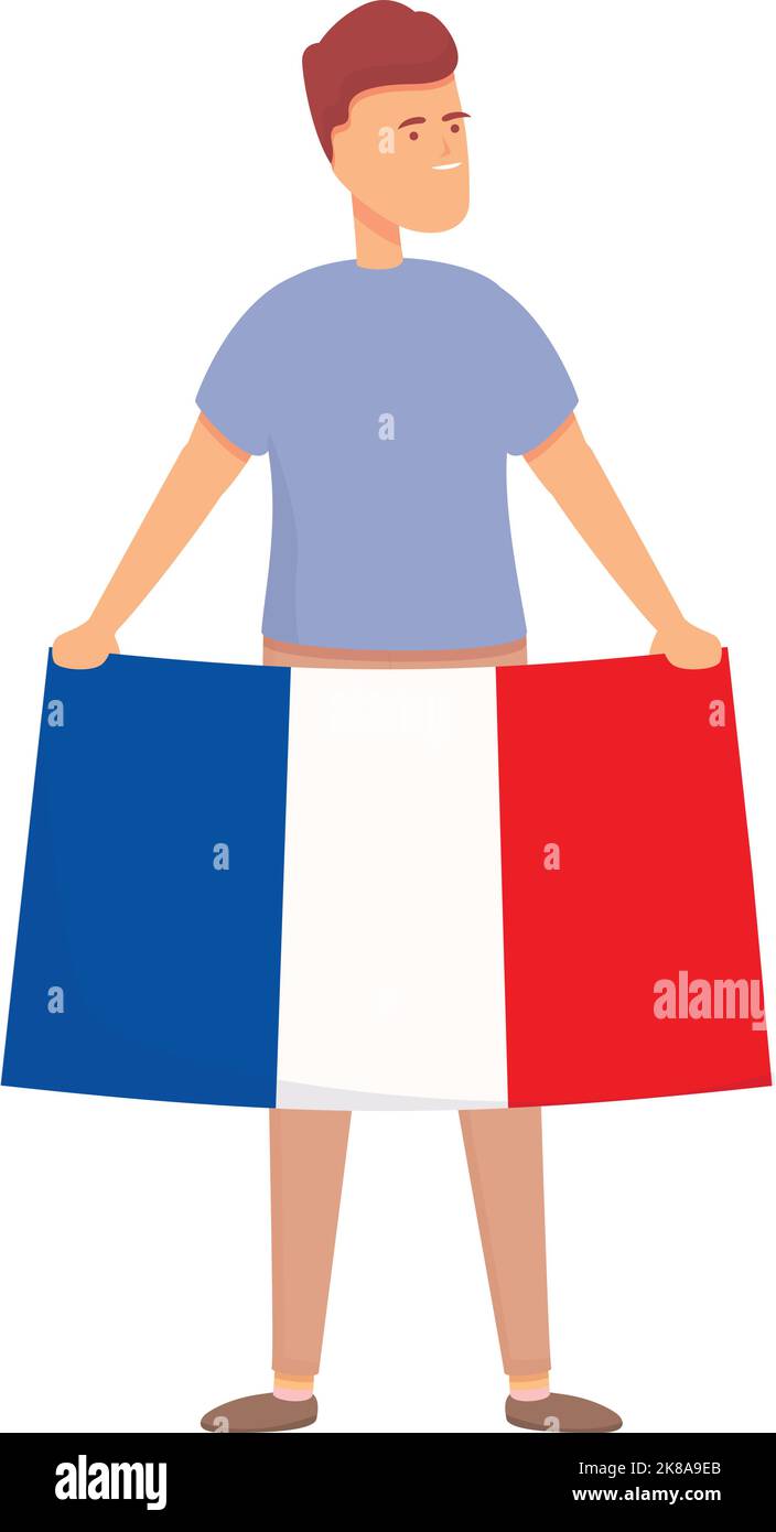 French boy with flag icon cartoon vector. World child. Cute boy Stock Vector