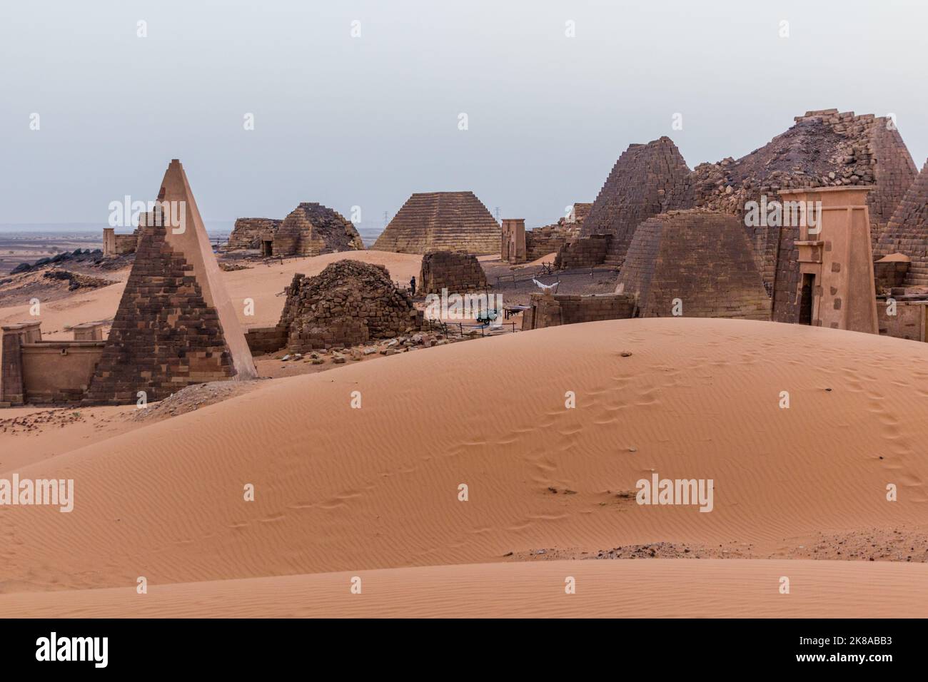 Evening view of Meroe pyramids in Sudan Stock Photo
