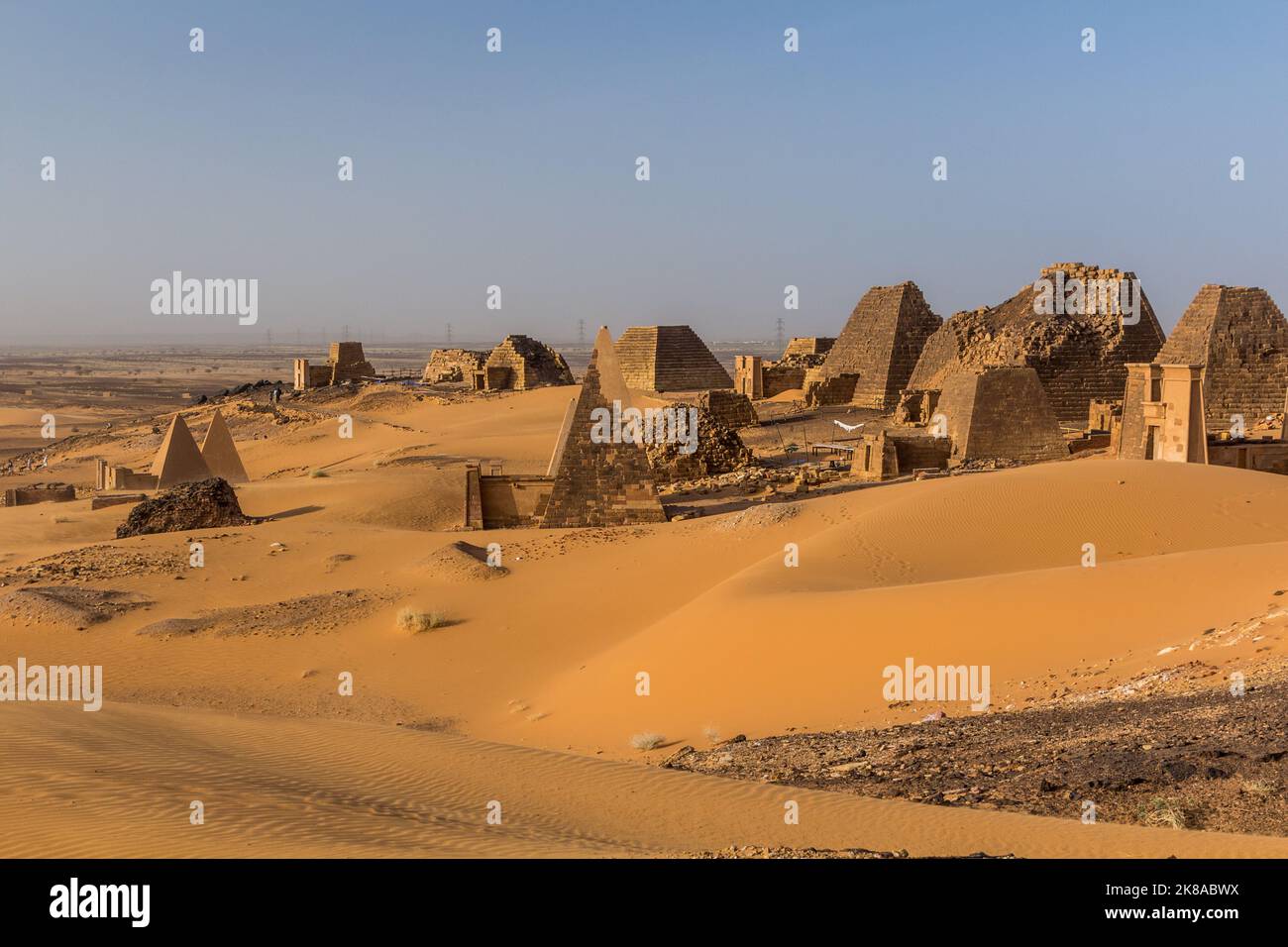View of Meroe pyramids in Sudan Stock Photo