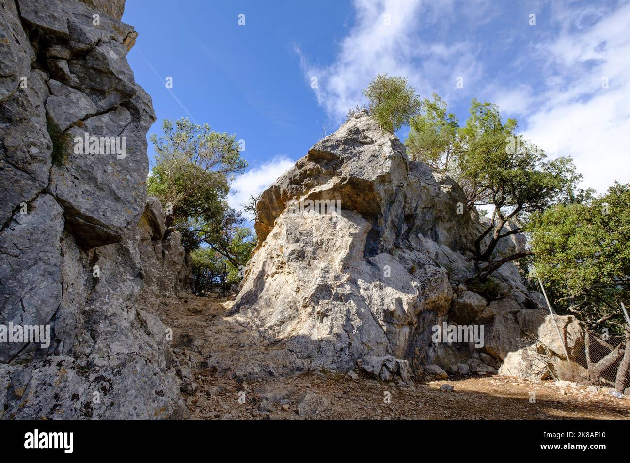 S Estalo Pass, walk around Talaia de Cals Reis, Orient valley, Bunyola, Majorca, Balearic Islands, Spain Stock Photo