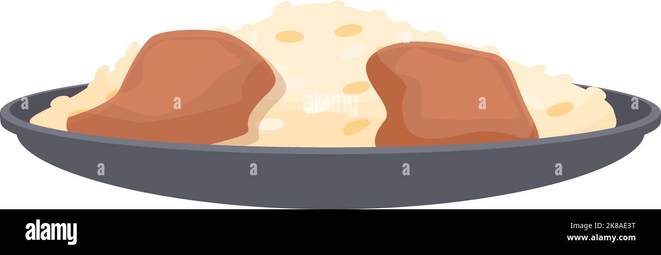 Azerbaijan meat rice icon cartoon vector. Food pilaf. Sarma meal Stock ...