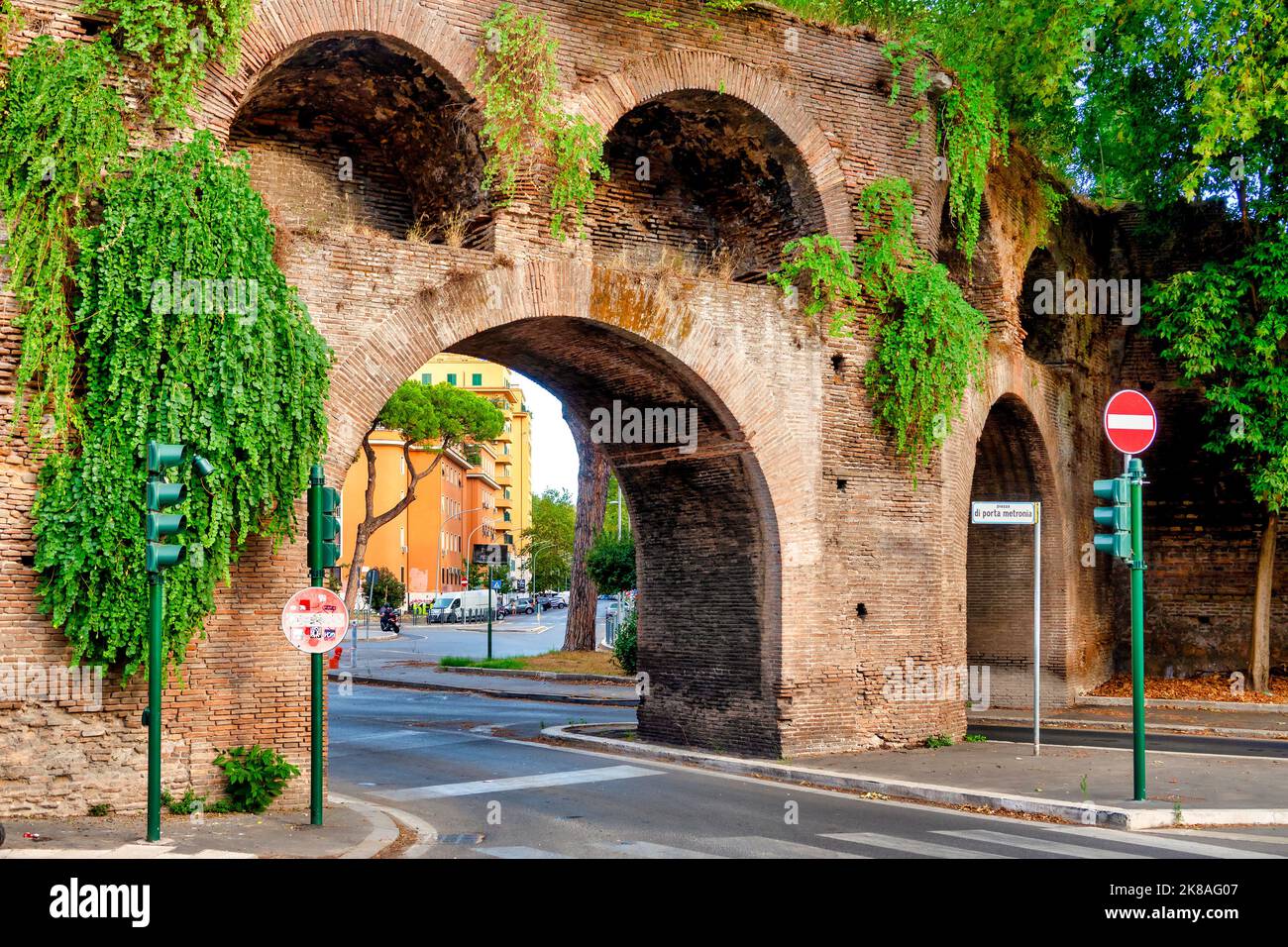 Porta Metronia is a gate in the Aurelian Walls, Rome, Italy Stock Photo