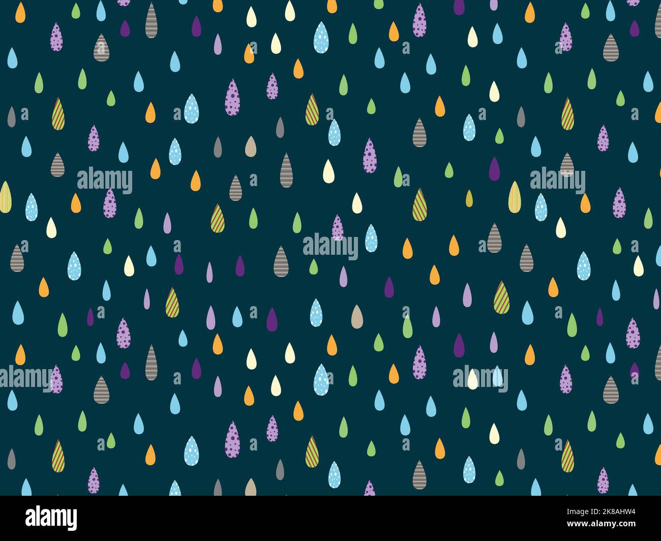 Rainy day pattern on blue background Stock Vector