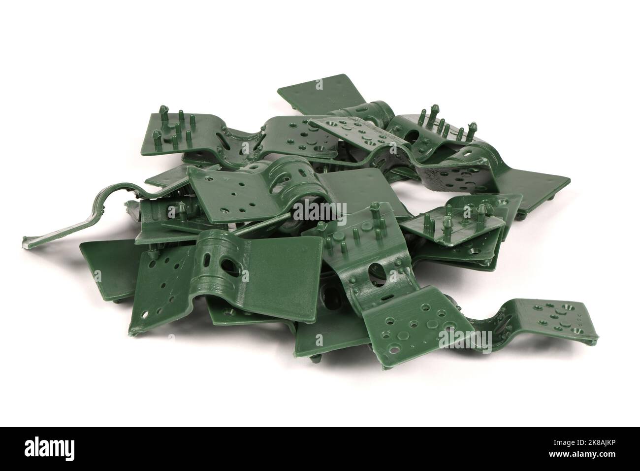 Tension clips, sun protection net on white background. High resolution