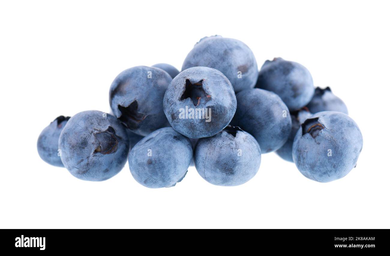 Fresh blueberry isolated on white background. Bilberry or whortleberry. Clipping path. Stock Photo