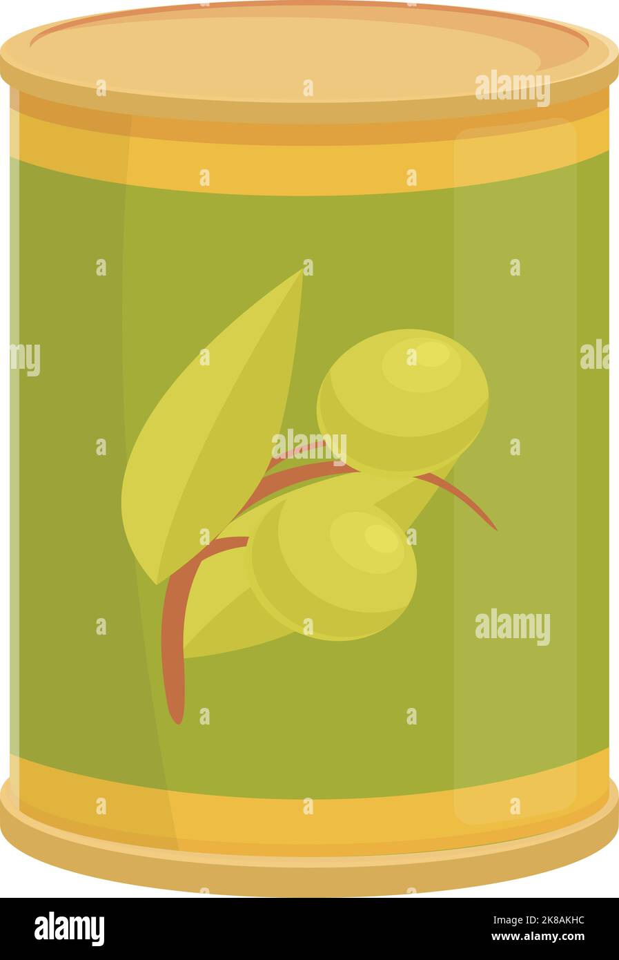 Green olives tin can icon cartoon vector. Olive food. Virgin plant
