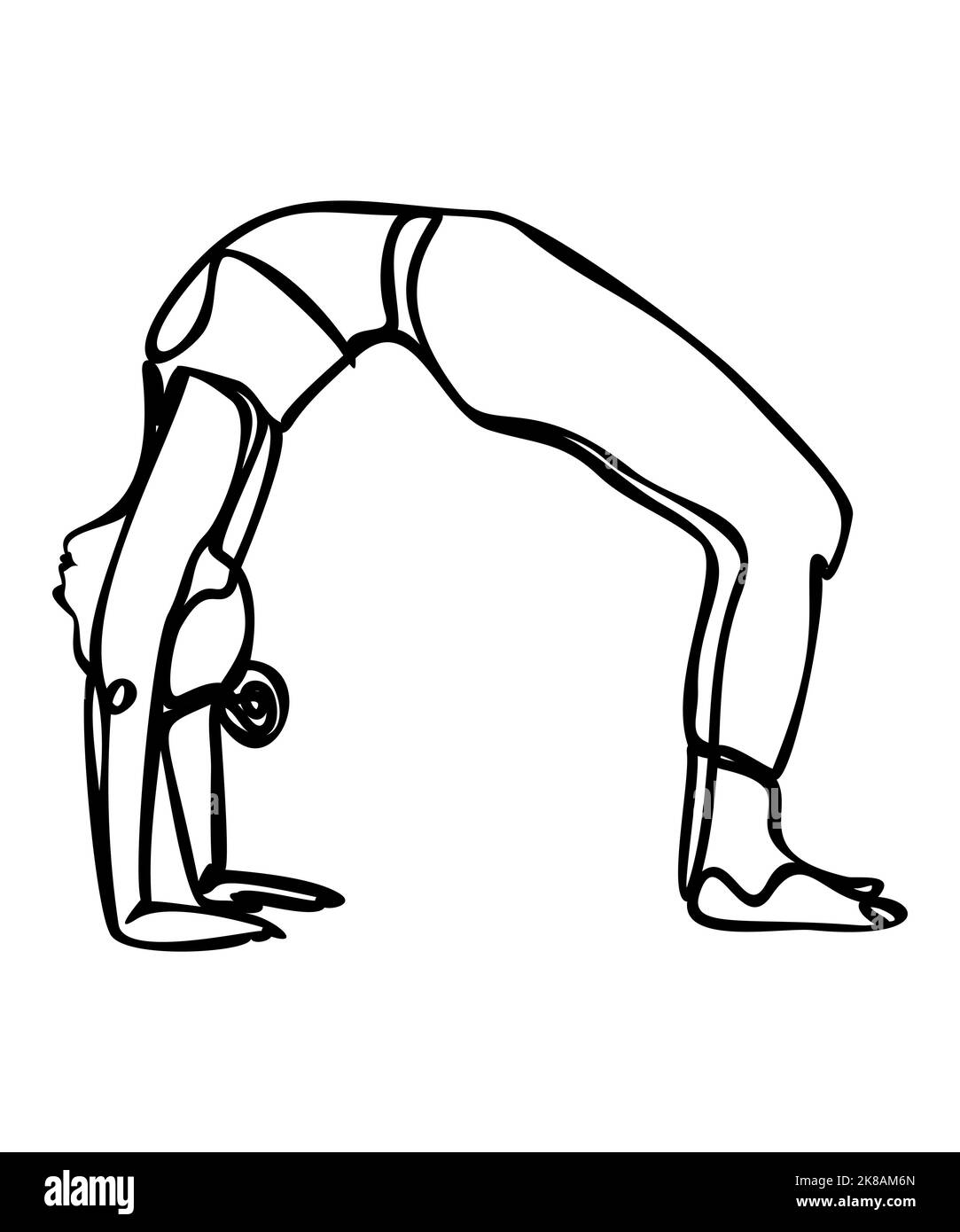 Continuous Line Drawing Woman Doing Exercise In Yoga Pose Bridge Pose