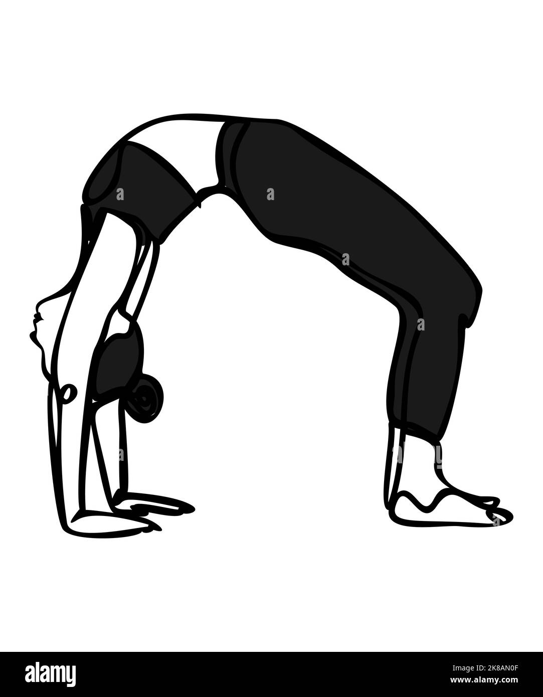 Woman doing exercise in yoga pose. bridge pose. Vector silhouette