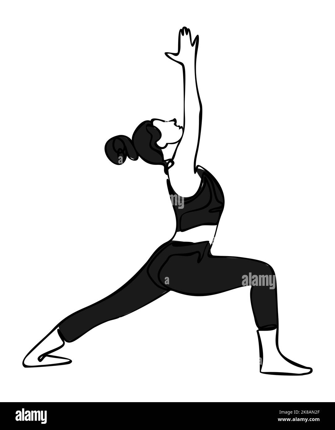 Woman doing exercise in yoga pose. Vector silhouette illustration Stock Vector