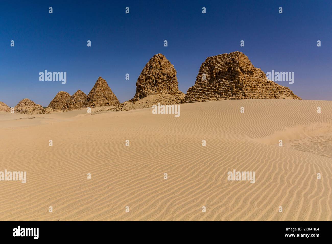 Nuri pyramids in the desert near Karima town, Sudan Stock Photo