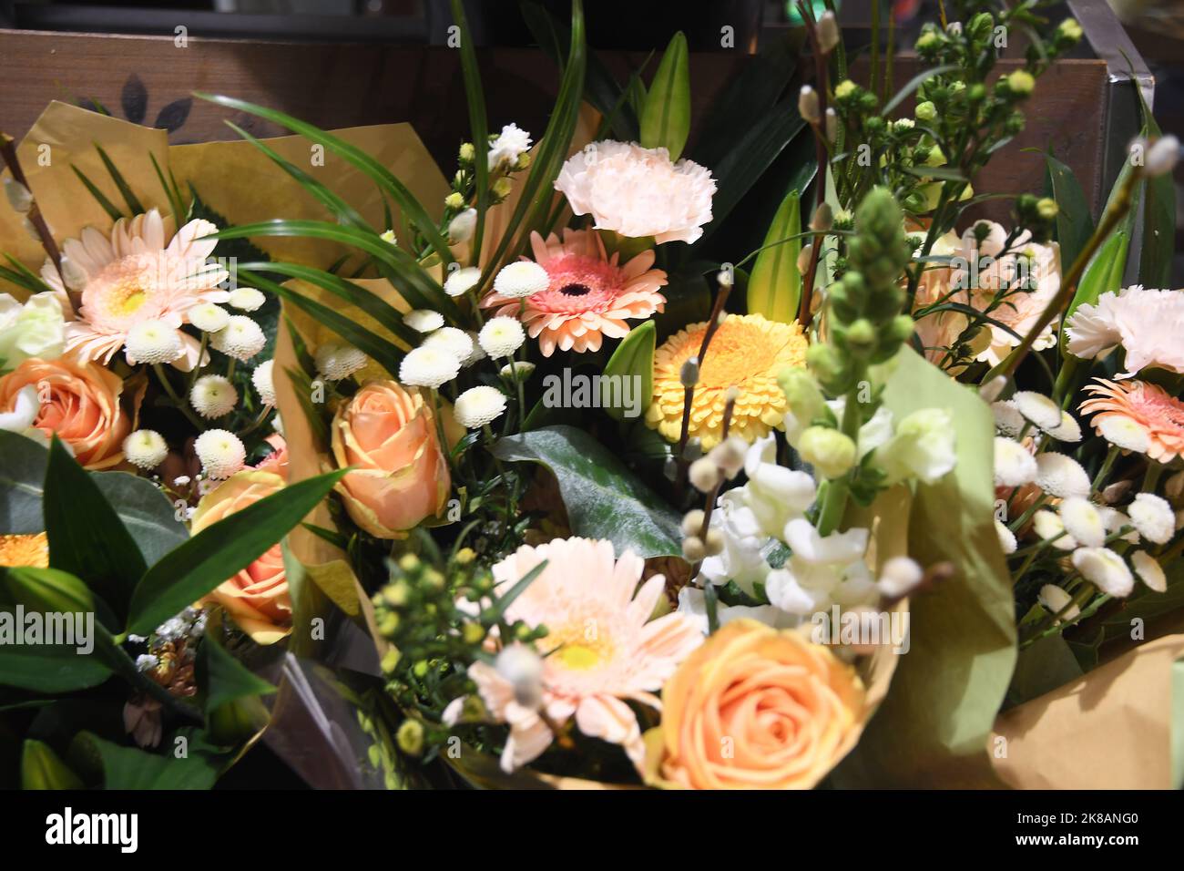 Copenhagen/Denmark/22 October 2022/Flower biuquests display in danish capital. (Photo. Francis