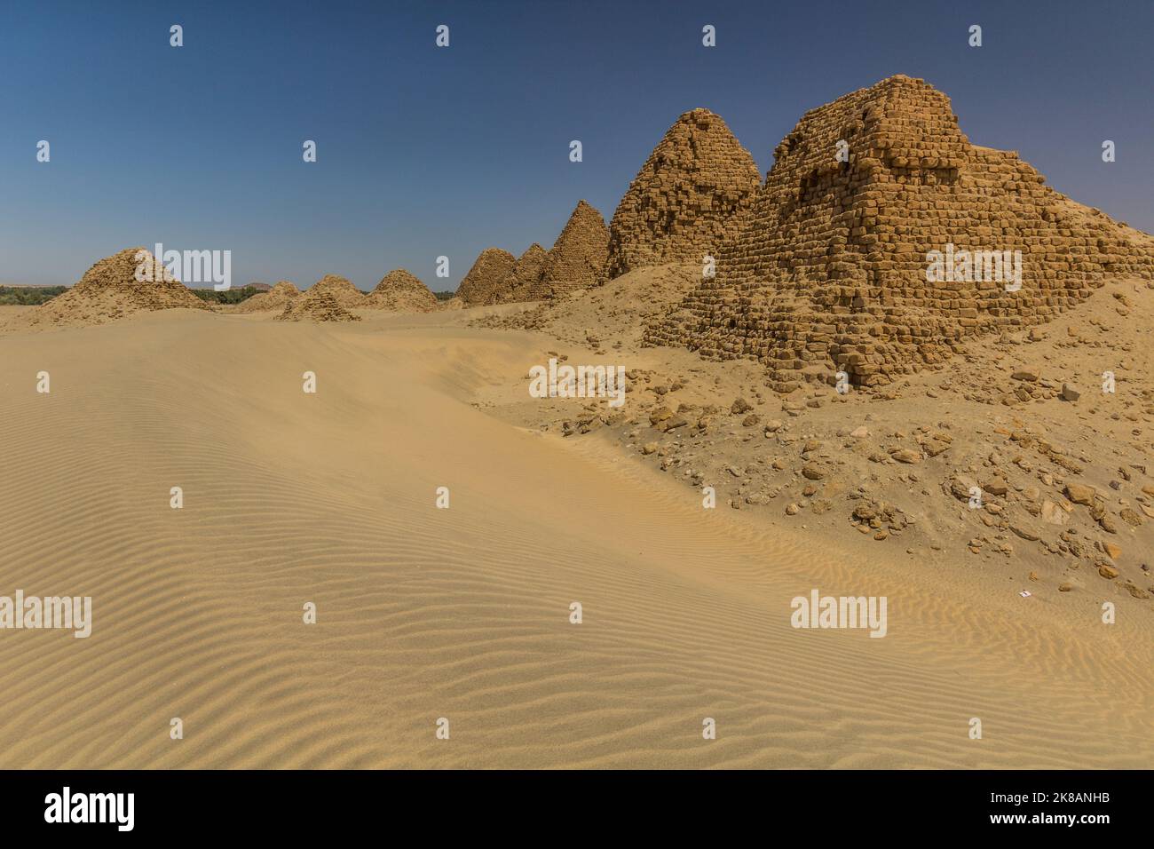 Nuri pyramids in the desert near Karima town, Sudan Stock Photo