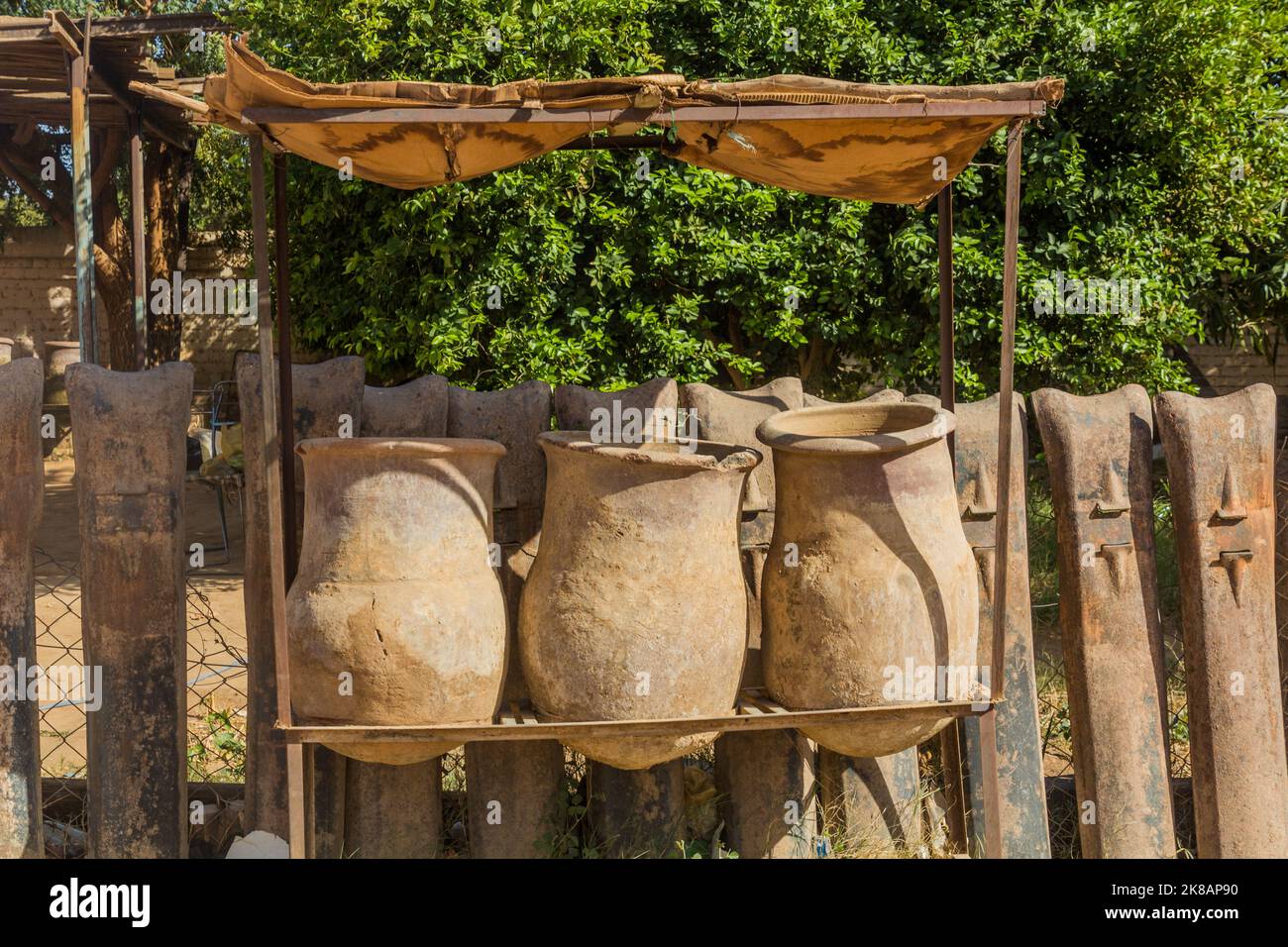 Drinking water clay pots in Karima, Sudan Stock Photo Alamy