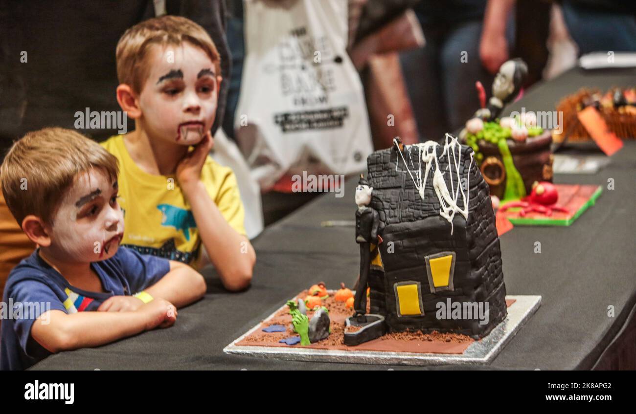 London UK 22 Oct 2022 Halooween was the theme of this year fantasy cakes section st the Cake and