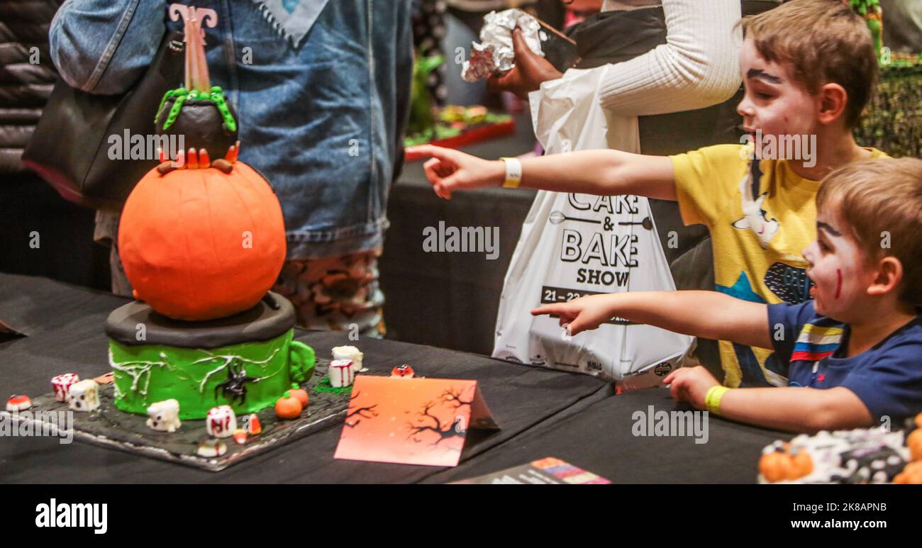 London UK 22 Oct 2022 Halooween was the theme of this year fantasy cakes section st the Cake and