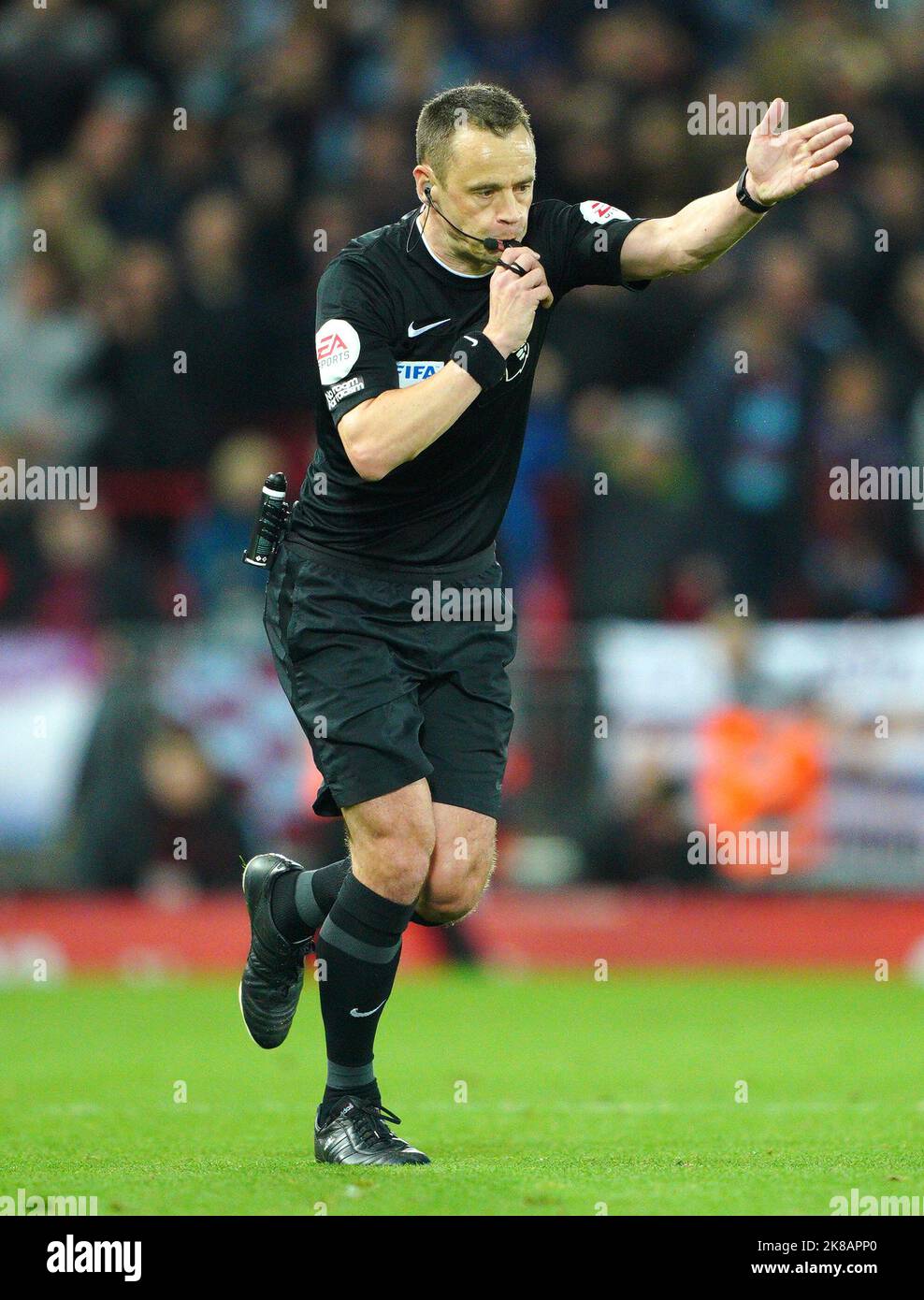 Referee Stuart Attwell during the Premier League match at Anfield ...