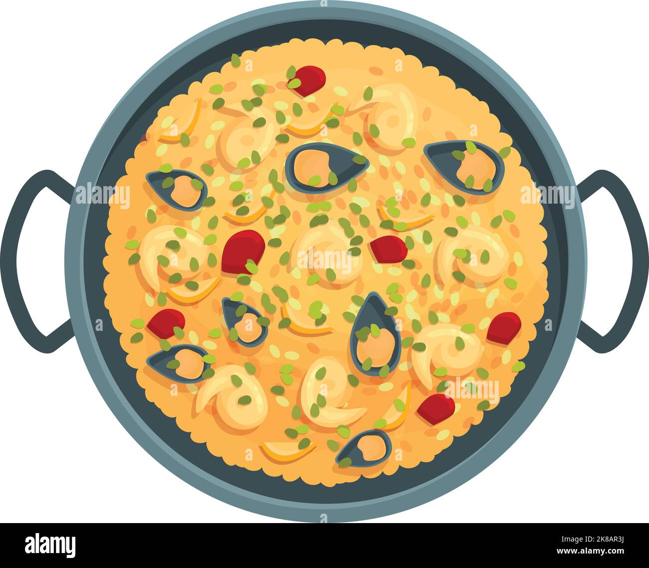 Paella cuisine icon cartoon vector. Spanish food. Restaurant menu Stock Vector