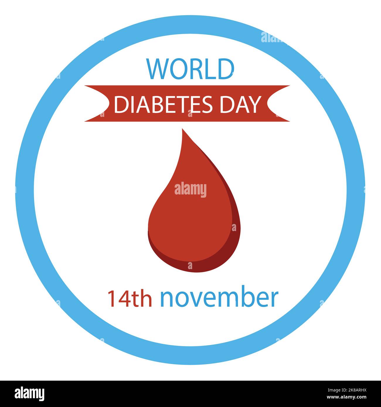 World diabetes day awareness poster blood drip symbol with blue circle