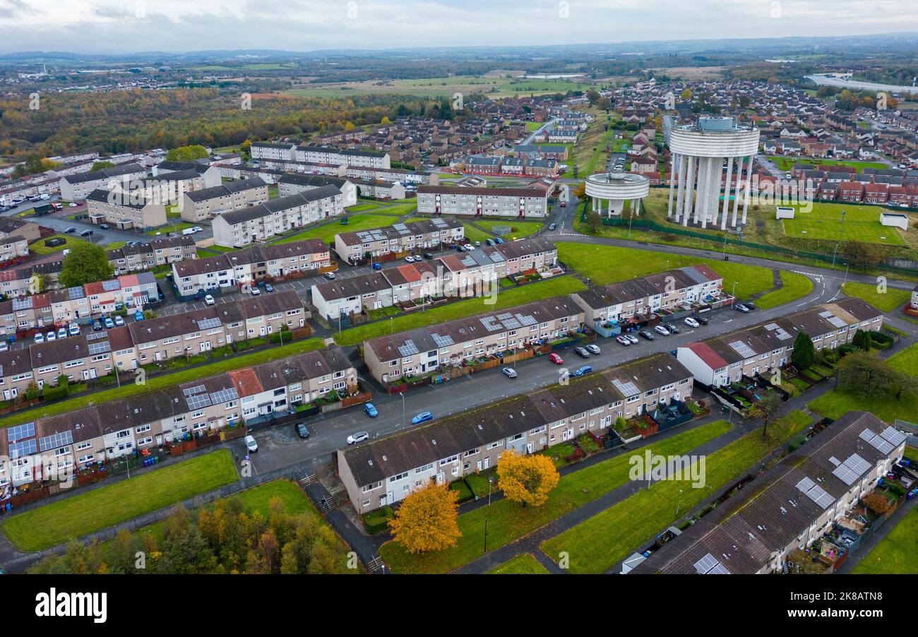 Aerial view of housing estate at Garthamlock in Glasgow, Scotland, UK Stock Photo