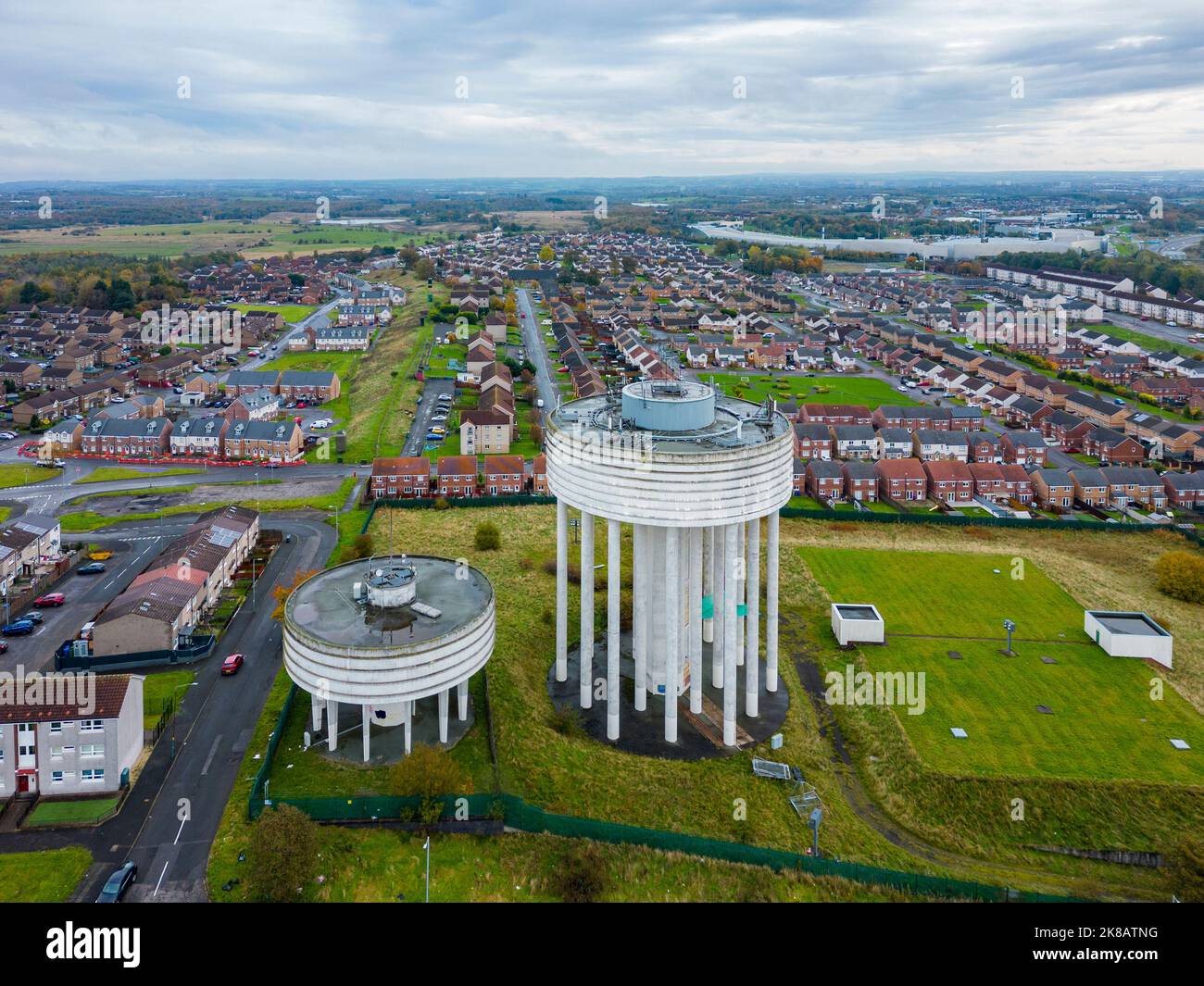 Aerial view of housing estate at Garthamlock in Glasgow, Scotland, UK Stock Photo