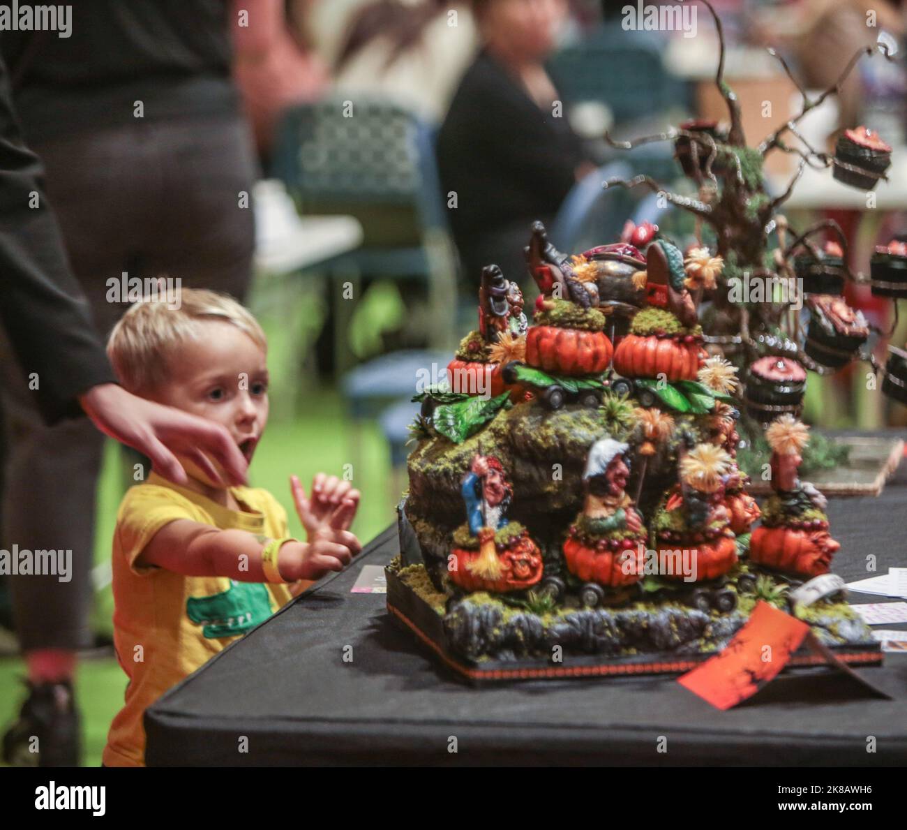 London UK 22 Oct 2022 Halooween was the theme of this year fantasy cakes section st the Cake and