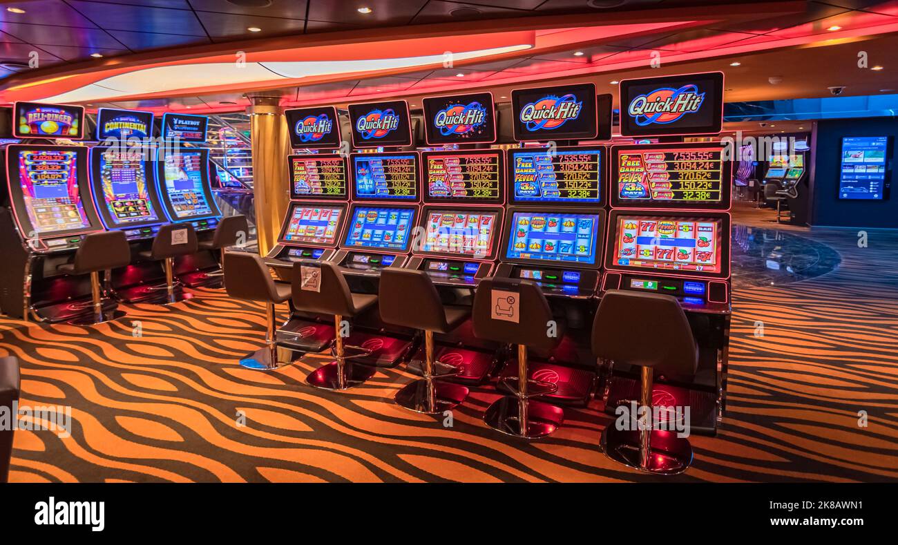 Vue du casino à l'intérieur du navire de croisière MSC Seaside, navire de croisière de la compagnie MSC Croisières le 15 juillet 2021. Stock Photo