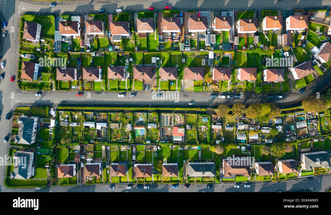 Aerial view of housing estate at Springburn in Glasgow, Scotland, UK Stock Photo