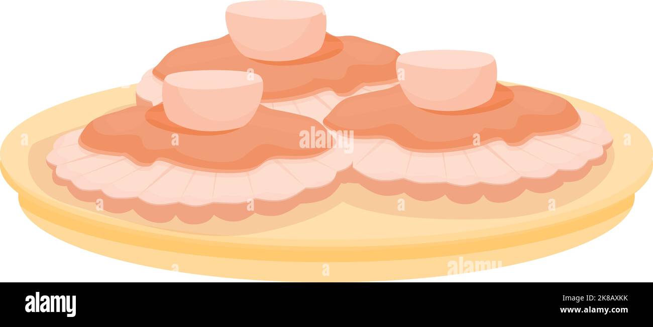 Seafood shell icon cartoon vector. Spanish food. Restaurant dish Stock Vector