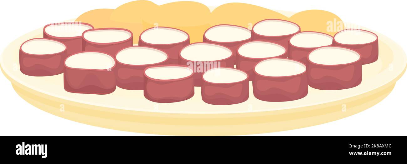 Spanish sushi icon cartoon vector. Dish ham. Restaurant food Stock Vector