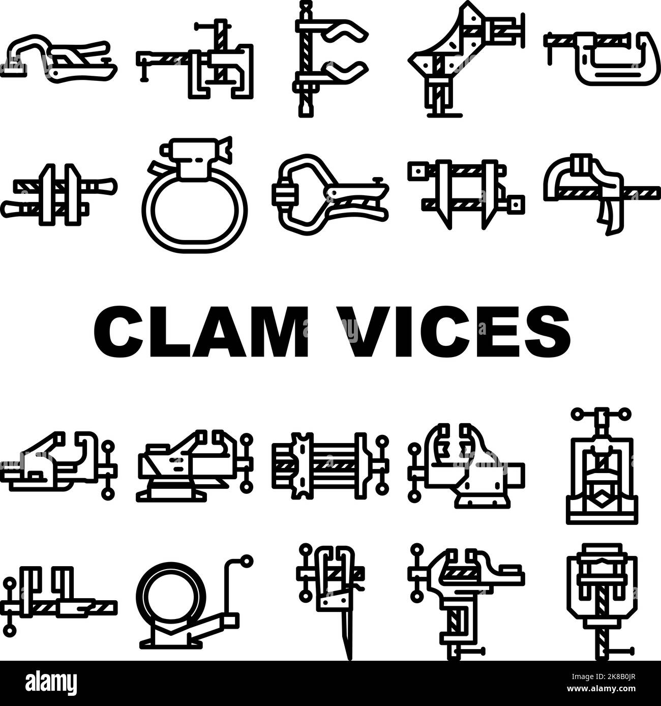 clamp vice grip tool metal icons set vector Stock Vector Image & Art ...